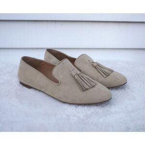J.Crew Beige Tan Faux Suede Tassel Loafers